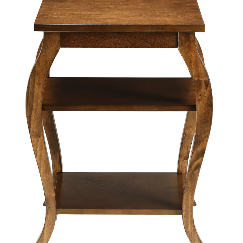 Table de bout à 2 tablettes en noyer massif pour meubles de salon avec placage et solidité