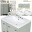 Meuble-lavabo transitionnel vert 24 po avec lavabo en céramique et tiroirs de rangement-1311351633