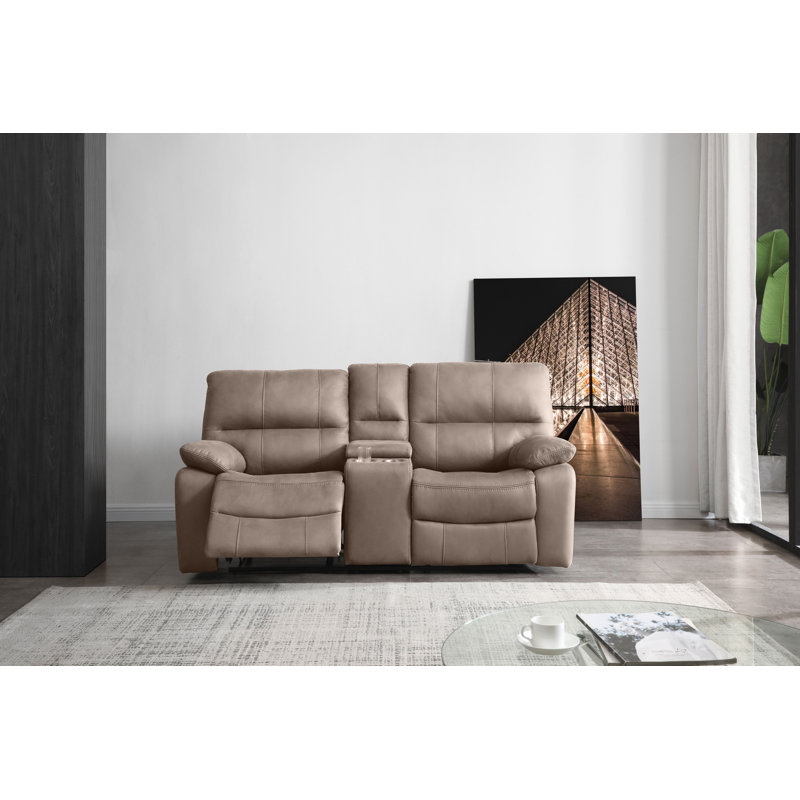 Fleuridor Upholstered 78'' Reclining Loveseat, Taupe 
