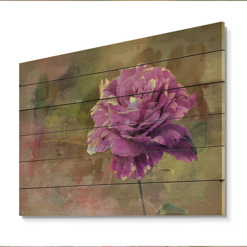 Beauté mauve colorée - peinture sur bois sans cadre, H 8 po x l 12 po x P 1 po