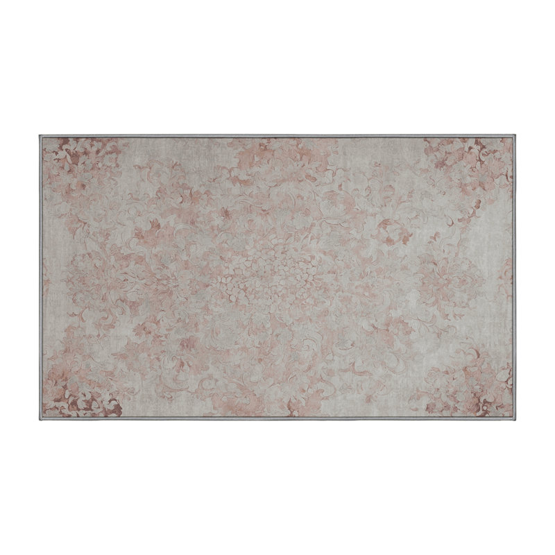 Machine Washable Gray Area Rug, Rectangle 7' x 9'