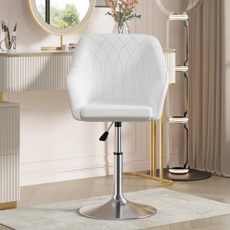 Akron Vanity Accent Chair, Modern Desk Chairs Adjustment Height Swivel Chair Upholstered Metal Base Bar Stool For Makeup Living Room Bedroom,Dining Room