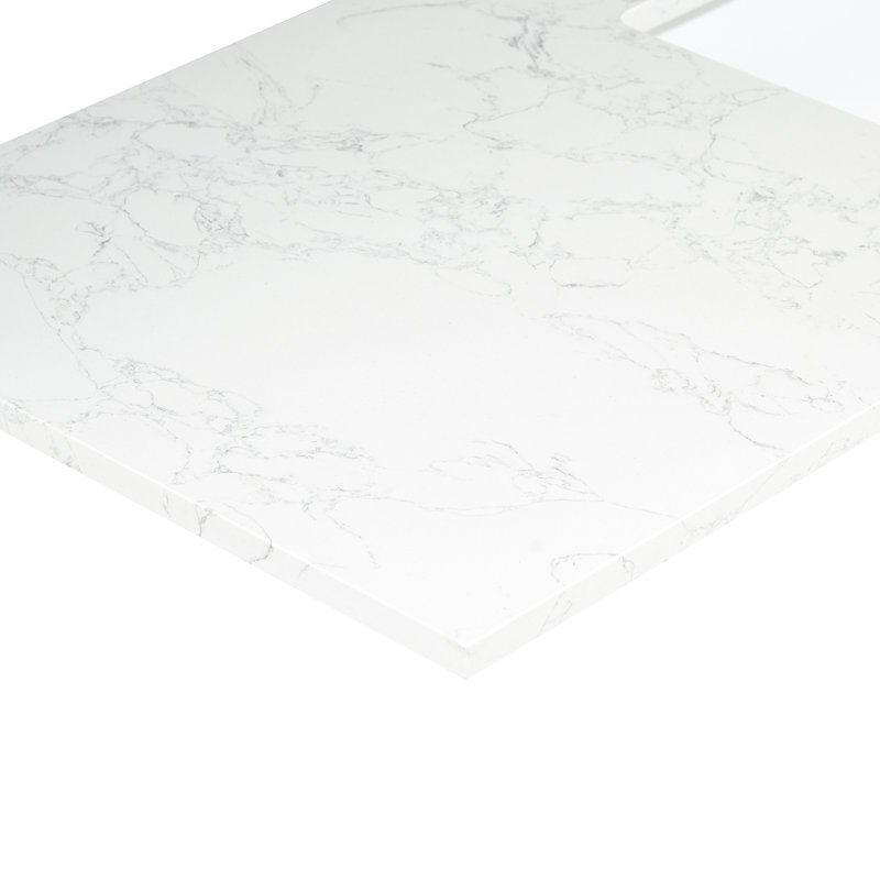 Ceres 73" Grain White Engineered Stone Double Vanity Top with Sinks