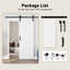 84"H Sliding Barn Door Solid Manufactured Wood Primed White Surface Interior Paintable Closet Pantry Doors with Hardware Kit-121450071-123097392-121412584