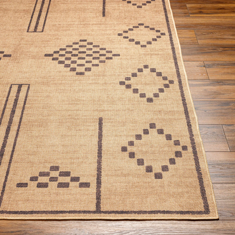 Norman  Moroccan Machine Washable Tan Area Rug, Rectangle 4' x 6'