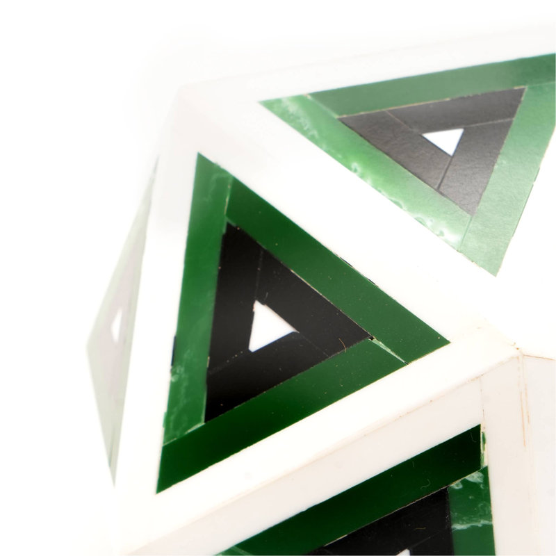 Diamond Shaped Decorative Bone & Resin Orb Sculpture Figurines, Green/Black/White