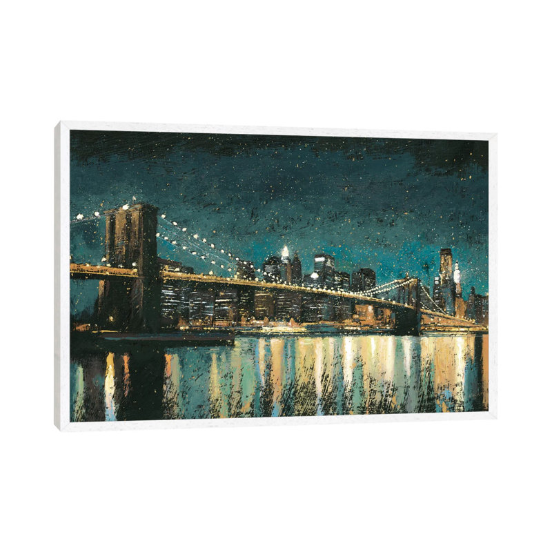 Bright City Lights II by James Wiens - Print on Canvas, 101.6 cm H x 66.04 cm W, White Framed