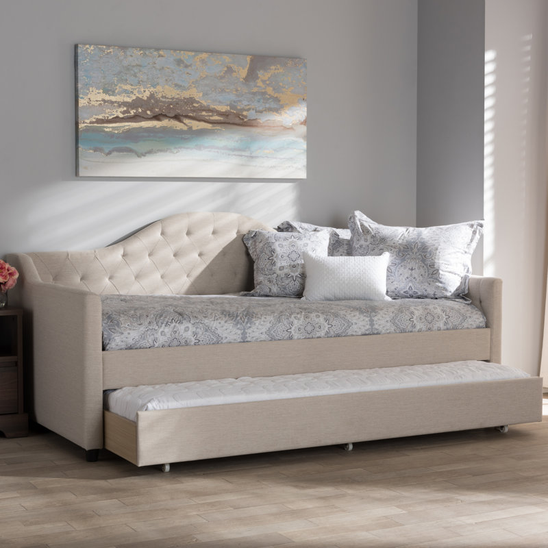 Dania Upholstered Daybed, Light Beige