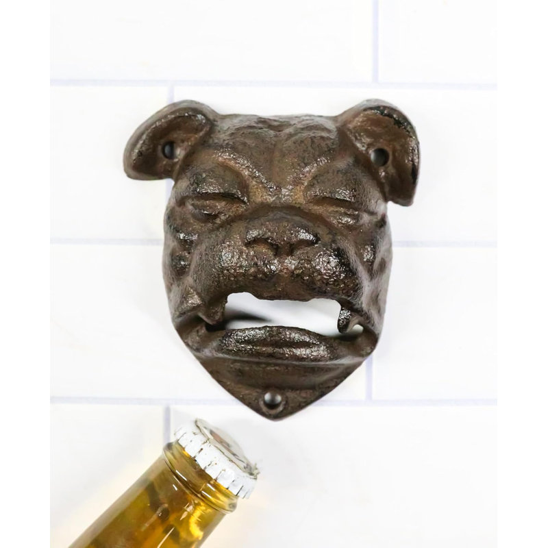 Ensemble de 2 ouvre-bouteilles muraux en forme de bouledogue Western