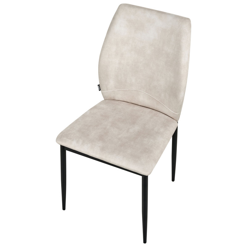 47cm H Fabric Upholstered Side Chair in Beige, Black, Light Beige