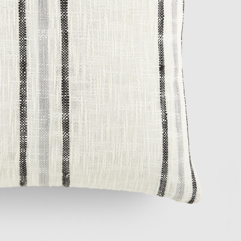 Yarn Dyed Cotton Decor Throw Pillow in Framed Stripe, Gray
