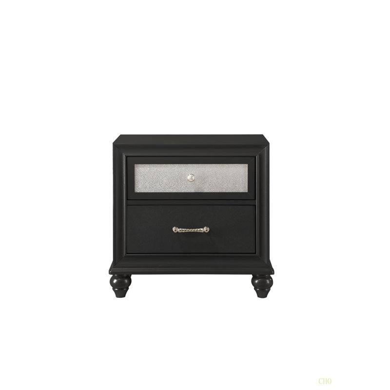 Table de chevet luxueuse 1 pièce 2 tiroirs Glam