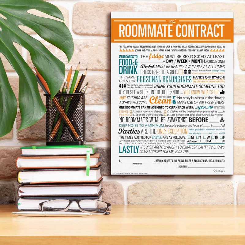 Art mural sur toile Trinx «Roommate Contract» par JJ Brando, H 16 po x l 12 po x P 0,75 po