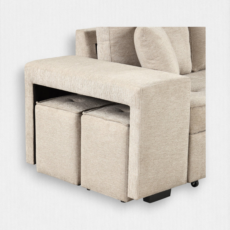 Canapé modulaire 2 pièces rembourré, Chenille crème