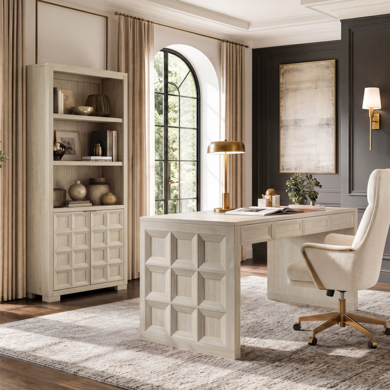 Ensemble de bureau 2 pièces avec bureau d'écriture et bibliothèque Goggans