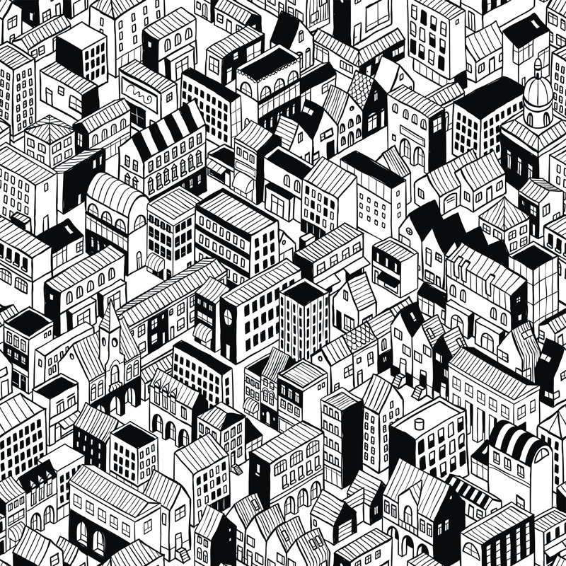 Motif urbain sans soudure - impression sur toile, H 36 po x l 36 po