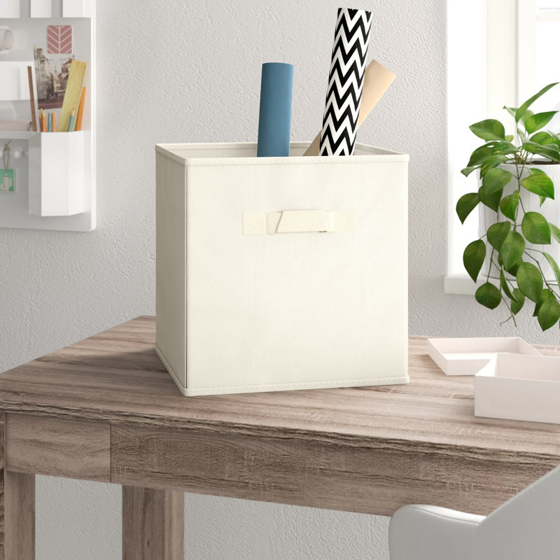Rebrilliant Fabric Decorative Bin, 27cm H x 21.5cm W x 24.5cm D, Cream
