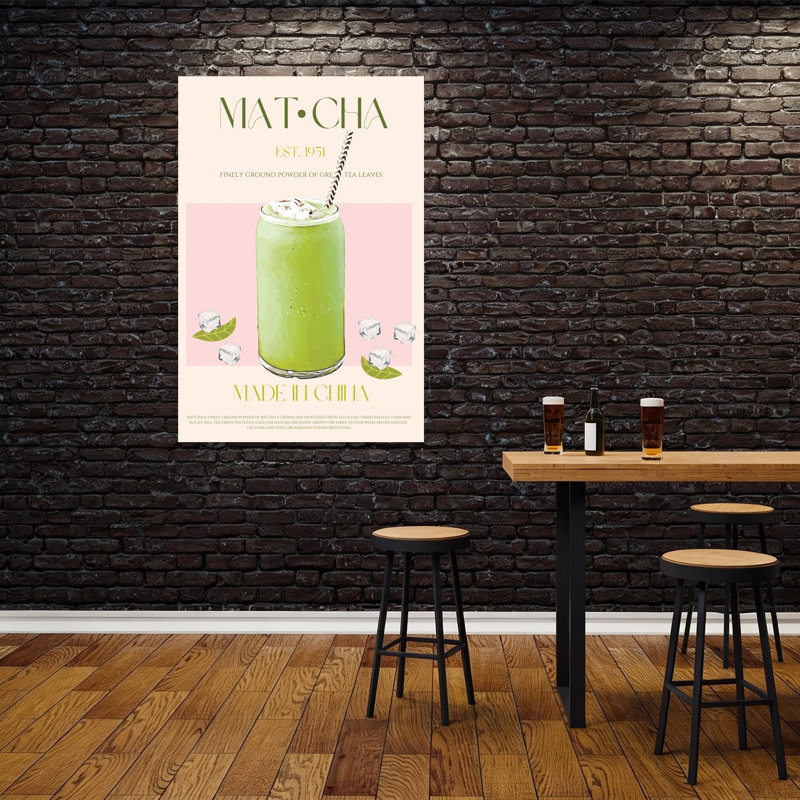 «Refreshing Matcha Latte Abstract Contemporary Summer Landscape», art mural, H 60 po x l 40 po