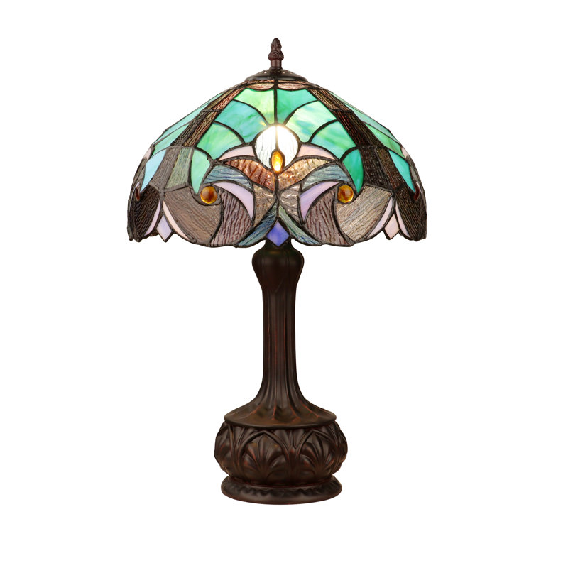 Victorian Resin Table Lamp, Green