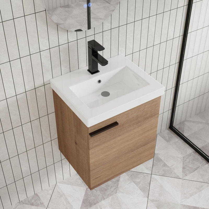 Ensemble de meuble-lavabo simple mural 18 "Aether, Imitation de brun