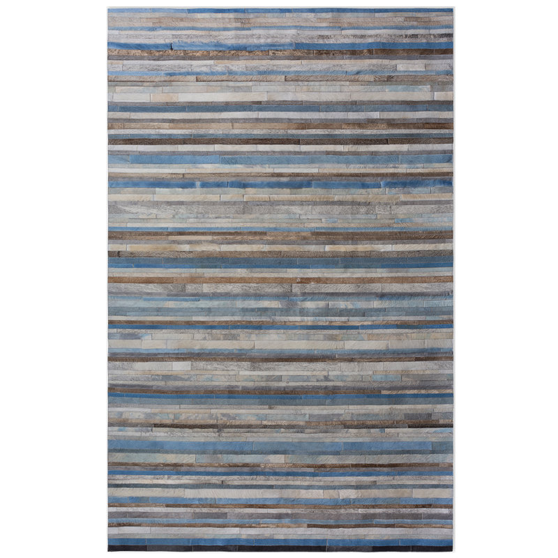 Diana Cowhide Striped Area Rug, Rectangle 6' x 9'