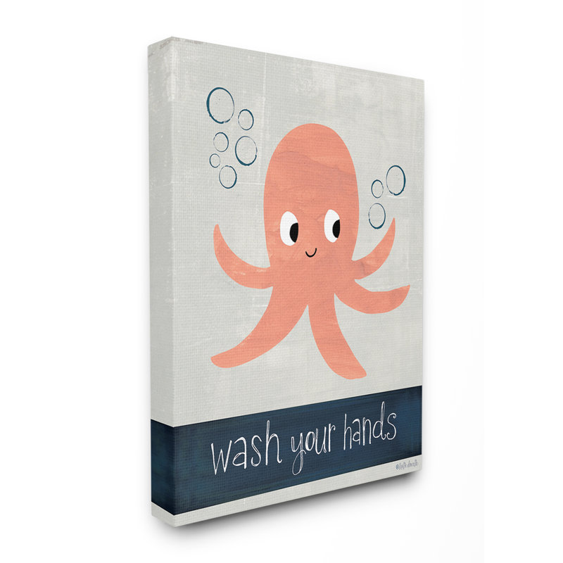 Art de pieuvre Burkett Wash Your Hands, Toile tendue, H 20 po x l 16 po x P 1,5 po