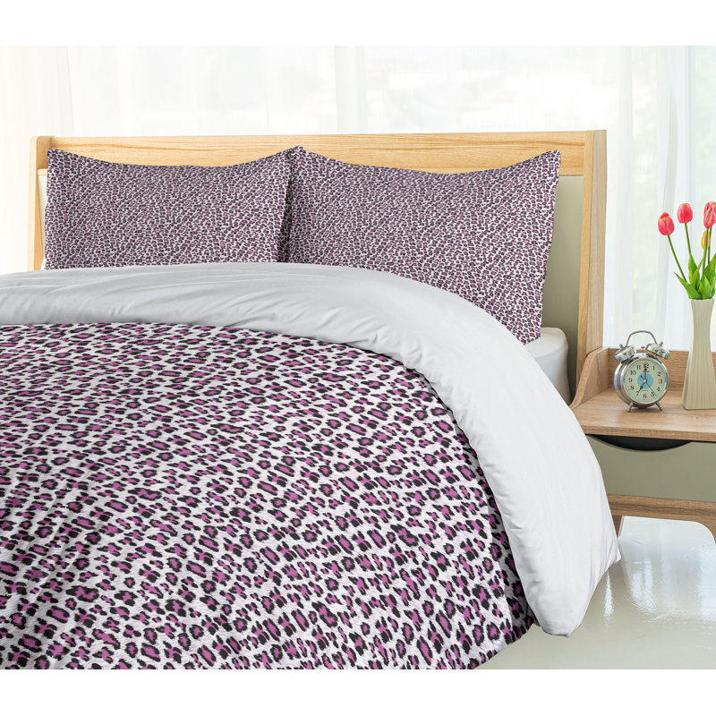 King Pink and Black Leopard Print Microfiber Duvet Set