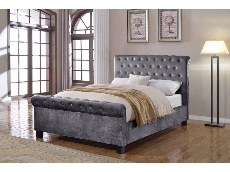 Eric Upholstered Ottoman Storage Bed, Kingsize (5'), Silver