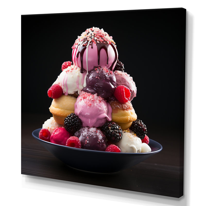Crème glacée Sundae Dessertschaos - Desserts, art mural, H 16 po x l 16 po x P 1 po