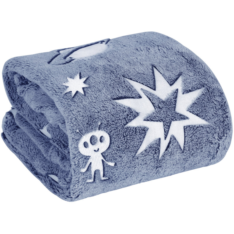 Kids' Glow-in-the-Dark Space & Astronaut Throw Blanket - Soft & Warm, Blue