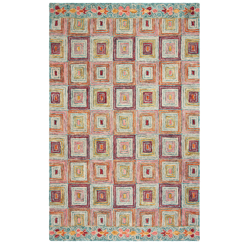 Tapis rose en laine touffeté à la main Deyoung, Rectangle de 5 pi x 8 pi