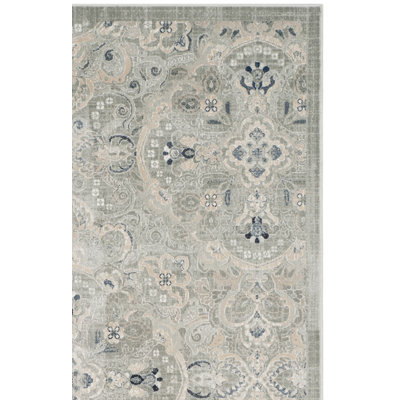 Persian Garden Viscose Oriental Rug in Gray