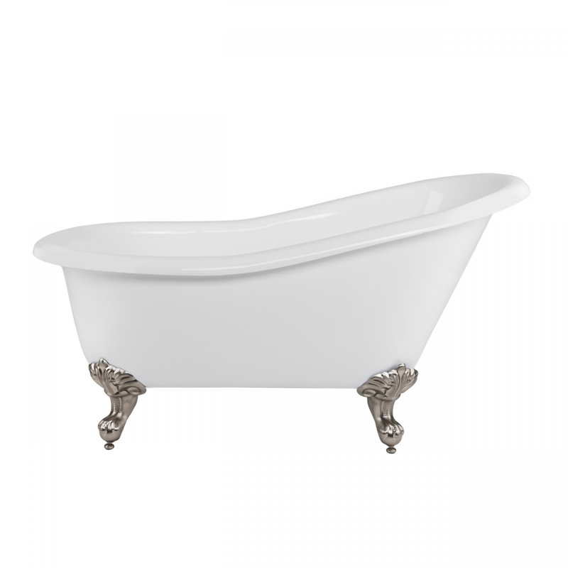 Aurora x 28'' Freestanding Soaking Acrylic Bathtub, 30.62" H x 57" L x 28" W, Not Included, Brushed Nickel