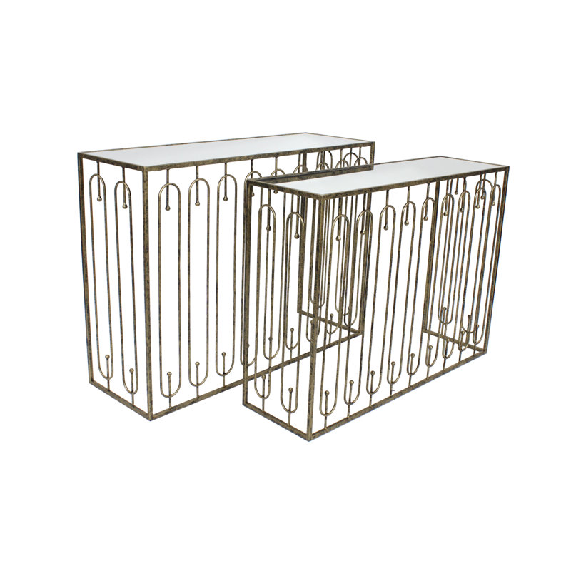 Bigvai 107cm Glass Top Console Table