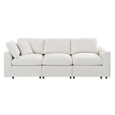 U-Style 101.57" Modern 3-Seater Sofa, Chenille Upholstered Couch with Solid Wood Frame, Comfortable Living Room Sofa with 1 Throw Pillow, Contemporary Deep Seating Couch for Apartment & Home