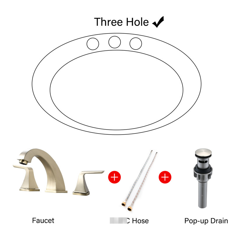 8" Widespread Sink Faucet, Brushed Golden, 2 Handles, Pop Up Drain, Rust Finish 2 Bathroom Drain Included, To Wear And Tear