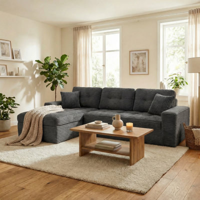 Canapé modulaire modulaire 105 po avec repose-pieds, velours en fausse fourrure de lapin, siège profond à dossier haut, housses lavables amovibles, méridienne sans outil pour le salon