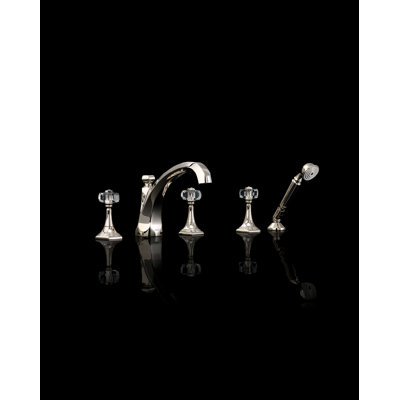 Gemstone 3 Handle Deck Mounted Roman Tub Faucet Trim with Handshower