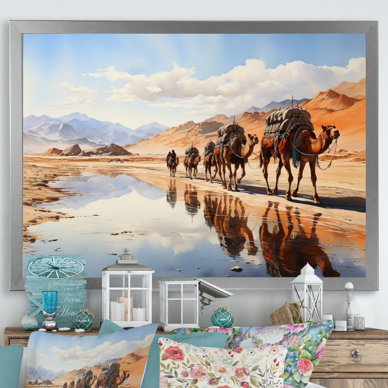 Asian Art Silk Road, reproduction d'art sur toile encadrée, H 34 po x l 44 po x P 1,5 po, Cadre photo argenté