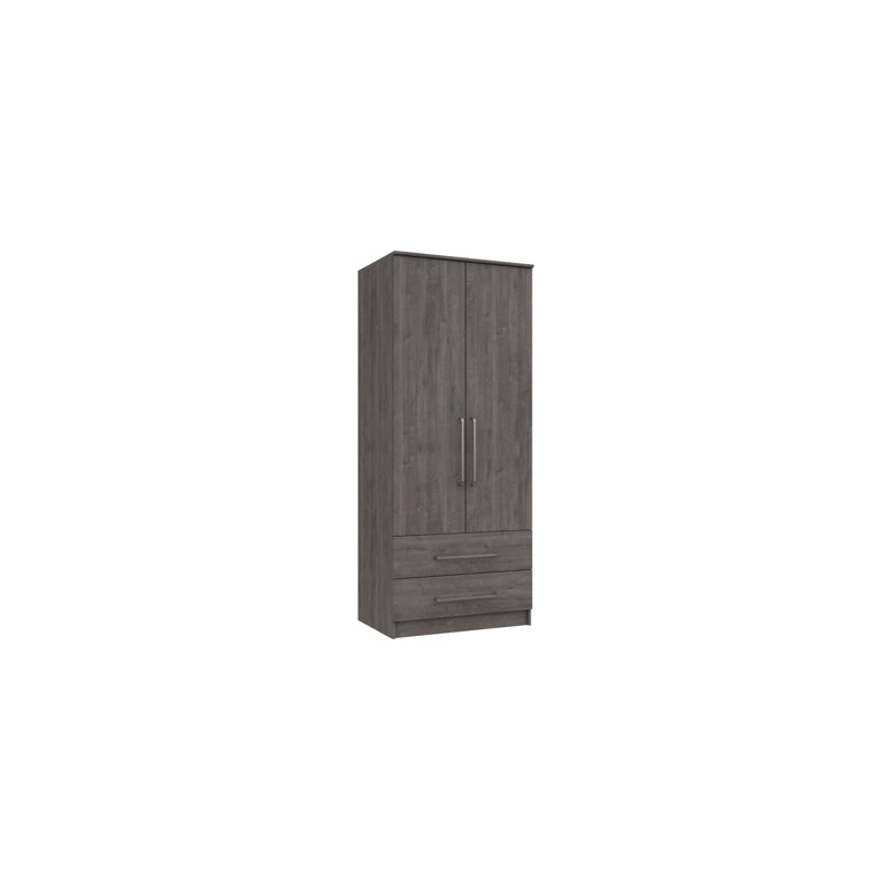 Bushnell 2 Door Manufactured Wood Wardrobe, Dark Grey