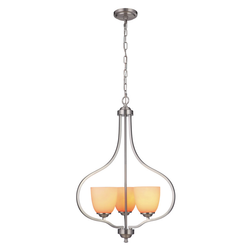 Lustre géométrique 3 lumières ombrées Yazzie, Martelée transparente, Nickel poli brossé