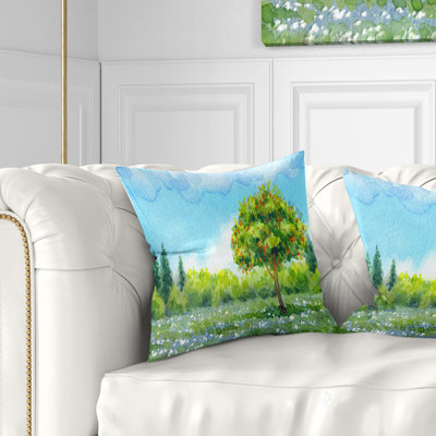 Tree in Spring - Landscape Printed Pillow
