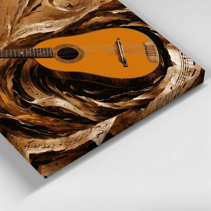 «Music Lute», art mural sur toile noire, H 32 po x l 32 po