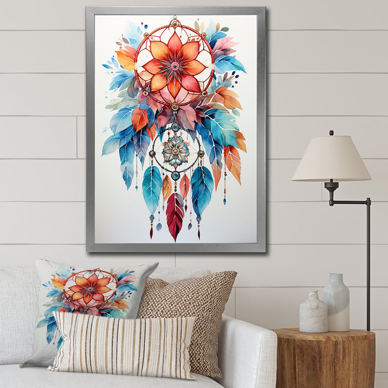 Zebbie Coral Dreamcatcher Minimalist Harmony On Canvas