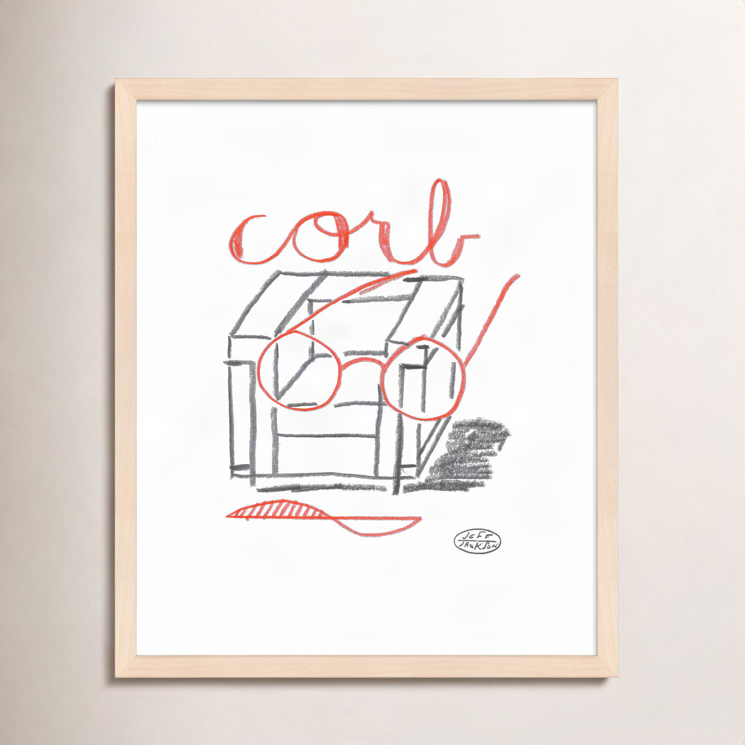 Chairs Corb Print by Jeff Jackson, 10" W x 10" H, Maple Single Picture Framed Paper