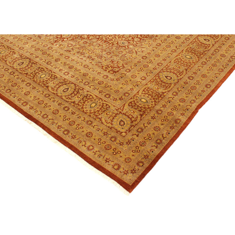 Tapis rouge / beige en laine noué à la main à motif oriental 9 pi 2 po x 12 pi 2 po Roby