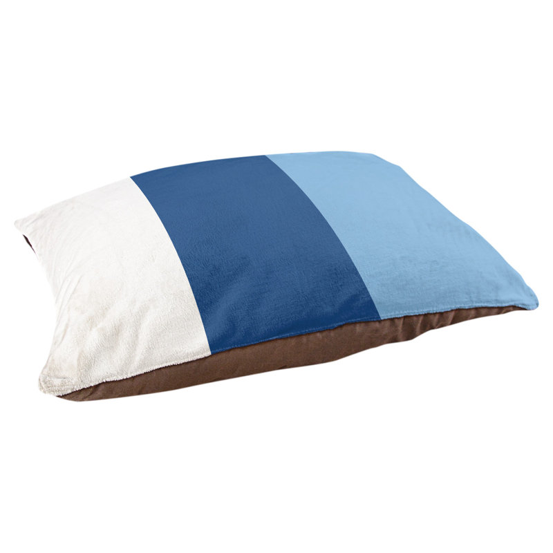 Coussin rectangulaire designer Kansas City, Grand (L 40 po x l 50 po), Blanc / bleu royal / bleu poudre