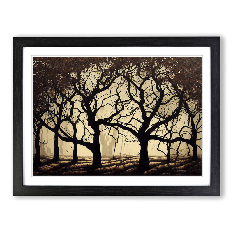 Awesome Tree Forest - Single Picture Frame Print, 46cm H x 64cm W x 2cm D, Black