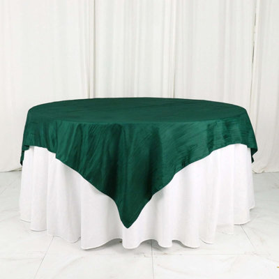 72"X72" Accordion Crinkle Taffeta Table Overlay, Square Tablecloth Topper