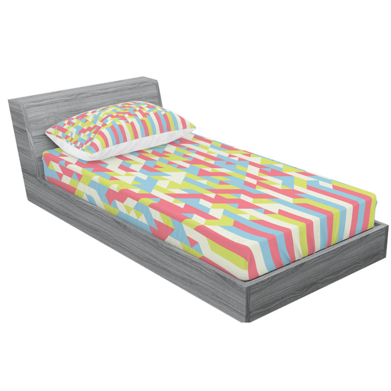Microfiber Geometric Sheet Set, Twin XL Sheet Set with 1 Pillowcase